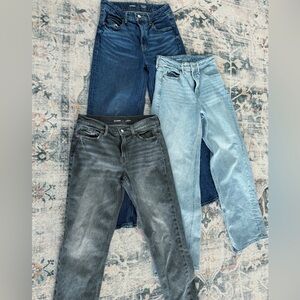 Old Navy Women's Wide Leg + Boyfriend Jeans Dark Blue, Light Blue, Gray Denim